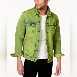 Mens Levi’s Slime Lime Green Denim Jacket Rare Vintage 3XL